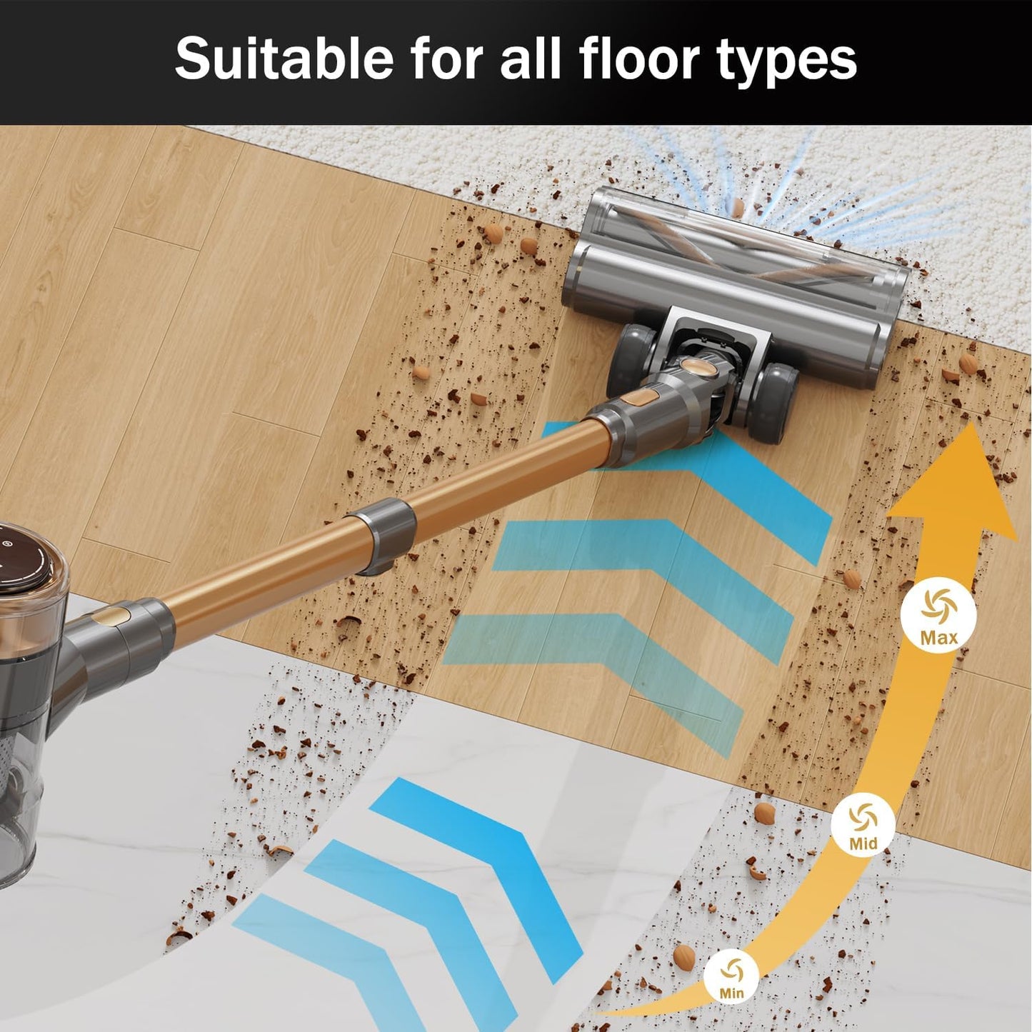 Cordless Vacuum Cleaner — 300W, 23KPa Suction, 48min Runtime