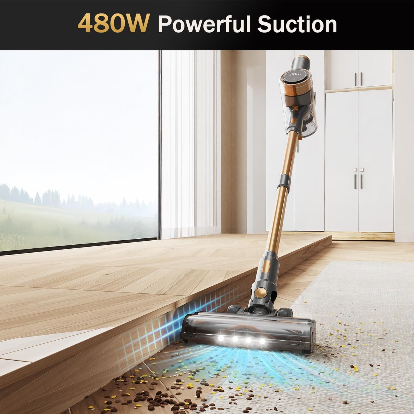 Cordless Vacuum Cleaner — 300W, 23KPa Suction, 48min Runtime